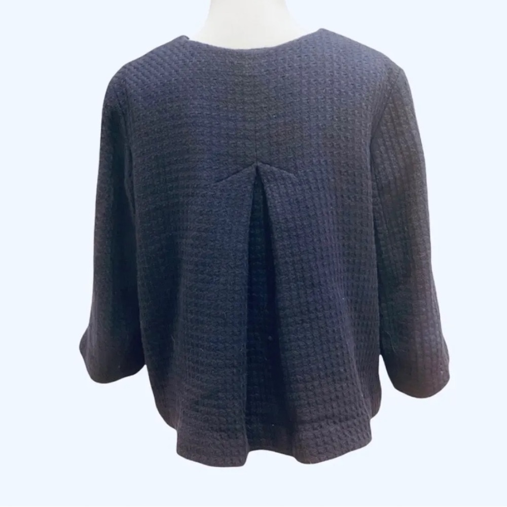 Talbots Navy Blue Swing Jacket Blazer Woven 12 P Petites Preppy Outdoorsy Form - Picture 4 of 10